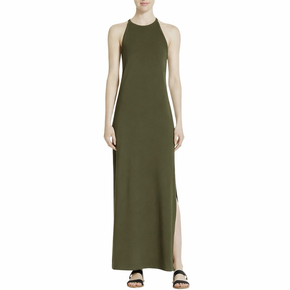 Theory Elegant Olive Green Khaki Maxi Dress